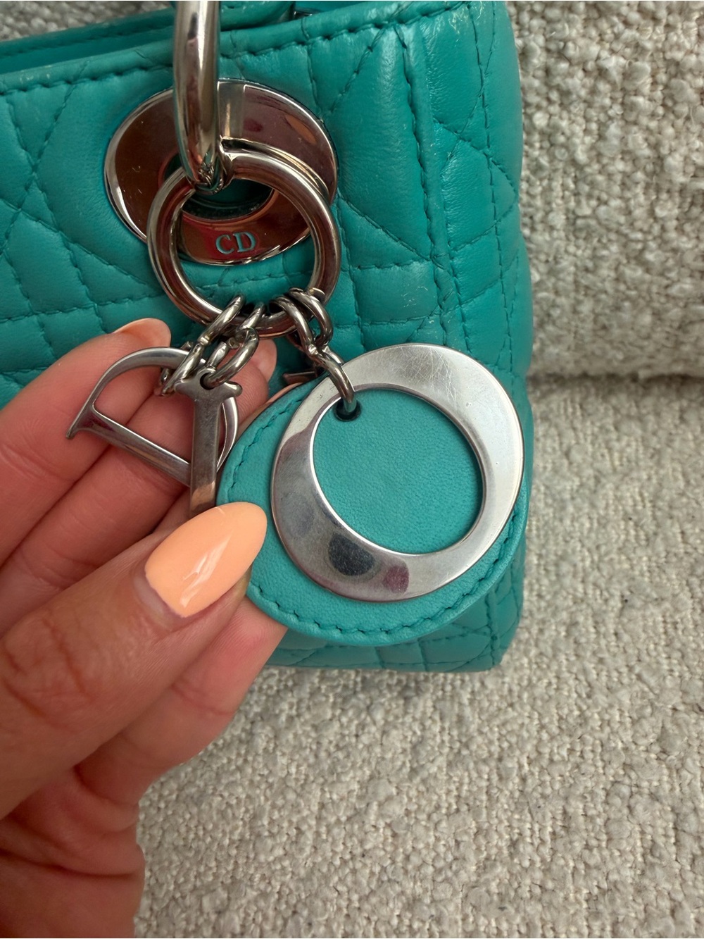 Lady Dior Mini Bag in Teal - Picture 6 of 16